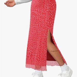Floral Red Maxi Skirt
